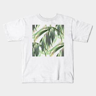 Watercolor Tropical Vintage Greenery Palm Leaves Kids T-Shirt